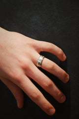 Bevelled Half Round Millgrain Finish Mens Wedding Ring