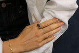 Black Diamond and Tahitian Pearl Ring
