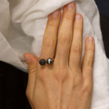 Black Diamond and Tahitian Pearl Ring