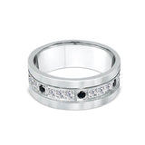 Black and White Diamond Alternating Pattern Mens Wedding Ring