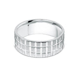 Grid Pattern 8mm Mens Wedding Ring