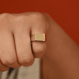 Men's Solid Signet Wedding Ring with Diamond Accent