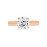 Round Cut Tapered Band Engagement Ring | Diamond Cathedral Setting