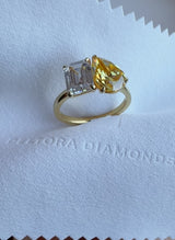 Two Stone Engagement Ring with a Sapphire and Diamond