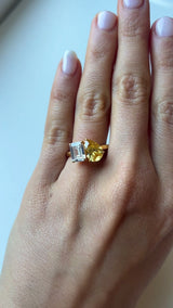 Toi et Moi Yellow Sapphire and Diamond Ring