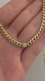 Curb Chain Lab Grown Diamond Necklace | 50cm