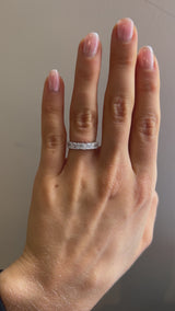 Radiant cut half eternity wedding band white gold