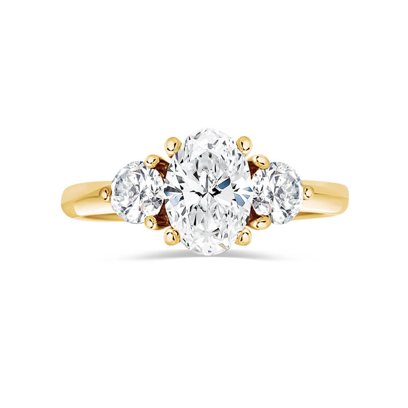 Oval diamond with round side stones Clearance