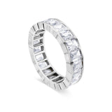 Deltora Diamonds Emerald Bezel Set Cut Eternity Wedding Ring made with sustainable lab diamonds.