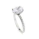 Oval Cut Four Claw Pavé Band Engagement Ring with Sustainable Lab Diamonds. Deltora Diamonds Sustainable Bridal Jewellery with Lab Diamonds.