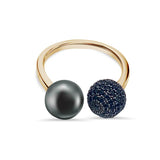 Deltora Diamonds One Of A Kind Black Diamond and Tahitian Pearl Ring.