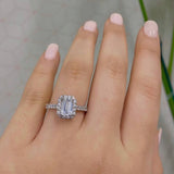 Emerald Cut Halo with Pave Band Engagement Ring. Deltora Diamonds Sustainable Lab Diamond Bridal Jewellery.