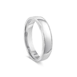 Half Round with Millgrain Edge Mens Wedding Ring