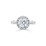 Round Cut With Halo Plain Band Engagement Ring. Deltora Diamonds Sustainable Lab Diamond Bridal Jewellery.