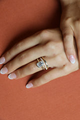 Deltora Diamonds Double Wedding Band with Diamond Pave made with sustainable lab diamonds.