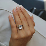 Deltora Diamonds Emerald Cut Four Claw Solitaire Setting with sustainable lab diamonds.