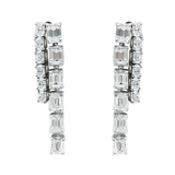 Emerald and Oval Drop Diamond Earrings made with Sustainable Lab Diamonds.