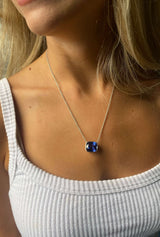 Deltora Diamonds One-Of-A-Kind Cushion Cut Royal Blue Sapphire Necklace