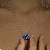 Deltora Diamonds One-Of-A-Kind Cushion Cut Royal Blue Sapphire Necklace