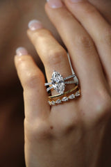 Deltora Diamonds Pear Cut Double Band Wedding Ring made with sustainable lab diamonds.