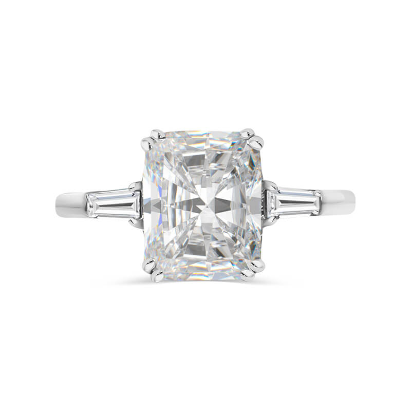 Radiant cut diamond with tapered baguettes Clearance