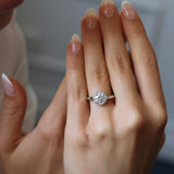 Round Cut With Halo Plain Band Engagement Ring. Deltora Diamonds Sustainable Lab Diamond Bridal Jewellery.