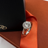Round Cut With Halo Plain Band Engagement Ring. Deltora Diamonds Sustainable Lab Diamond Bridal Jewellery.