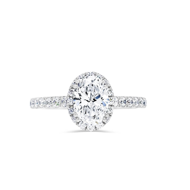 Halo engagement ring 2025 with diamond band