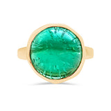 18K Yellow Gold Cabochon Emerald Ring  -"One & Only"