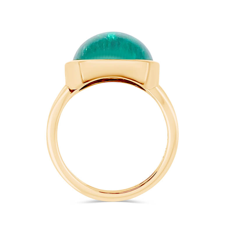 18K Yellow Gold Cabochon Emerald Ring  -"One & Only"