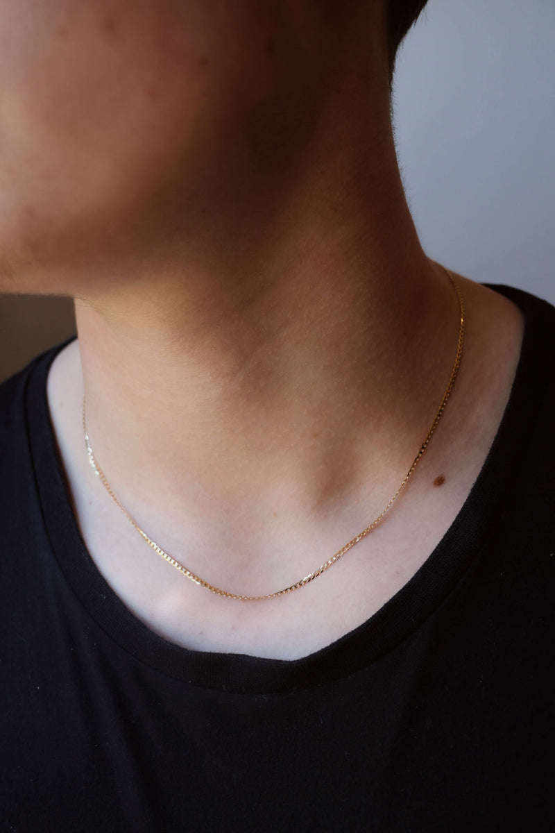 Men's Gold Chain Necklace - Flat Curb