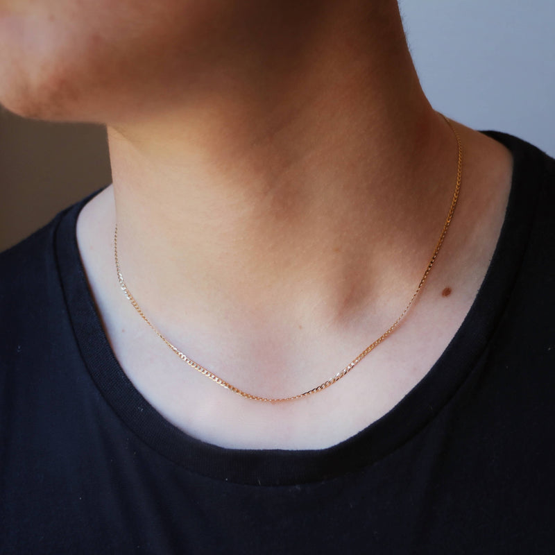 Men's Gold Chain Necklace - Flat Curb