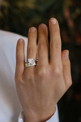 Pear Cut Lab Grown Diamond Solitaire Angled Engagement Ring