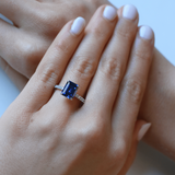 Blue Sapphire Diamond Ring with Diamond Pave