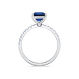 Blue Emerald Sapphire Solitaire with Diamond Pave