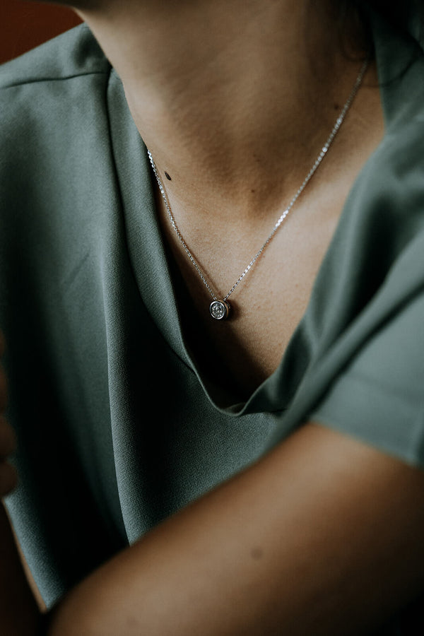 Bezel Set Lab Grown Diamond Necklace