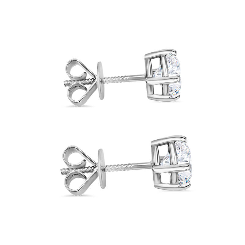 9K Round Diamond Screwback Stud Earrings.