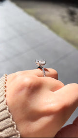 Elongated Cushion Cut Engagement Ring | Diamond Pave Band