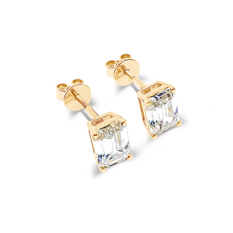 Emerald Cut Lab Grown Diamond Stud Earrings
