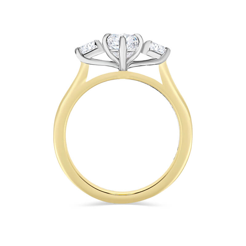 Marquise Lab Grown Diamond Engagement Ring | Oval side stones