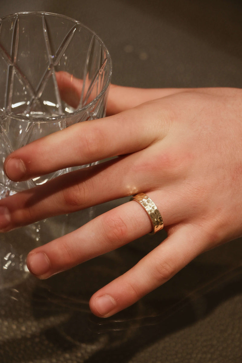Hammered Finish 6mm Mens Wedding Ring