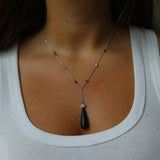 Black and White Lariat With Onyx Drop| One & Only