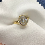 Oval Diamond Split Shank Engagement Ring | Bezel