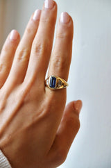 Sapphire & Diamond Signet Ring