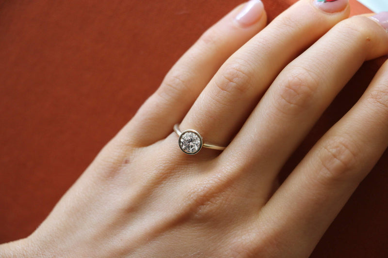 Round Bezel Set engagement ring 