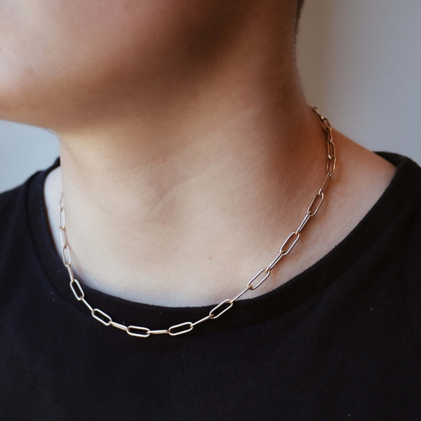 Men's Paperclip Link Necklace | 9k Solid Gold - Large