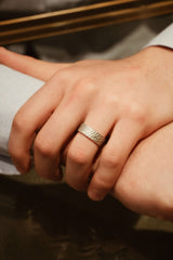 Matte Hammered Mens Wedding Ring