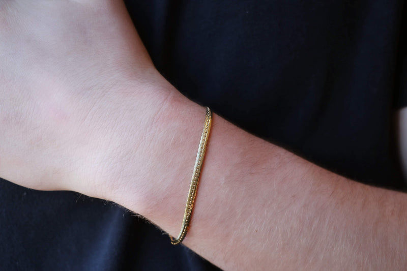 Men's Herringbone Bracelet | 14k Gold