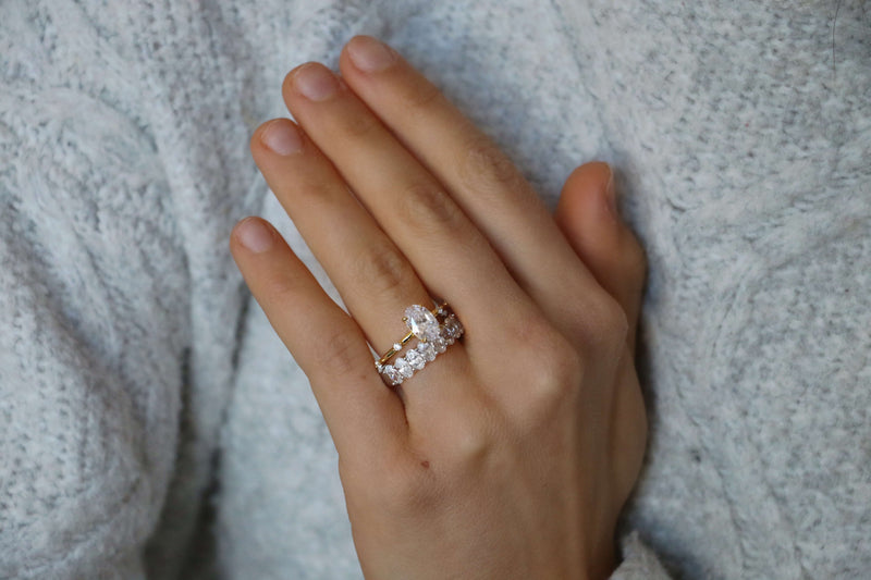 Oval Cut 5x3mm U-Prong Lab Grown Diamond Wedding Ring