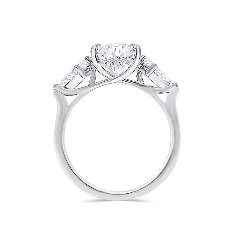 Oval Diamond Engagement Ring with Side Stones | Hidden Halo Setting